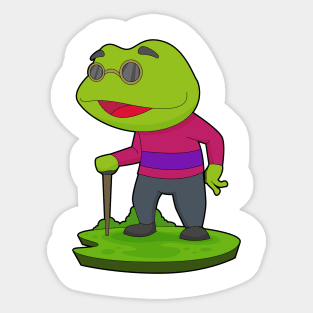 Frog Pensioner Walking stick Sticker